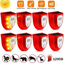 8Pack Solar Alarm LED Light Solar Strobe Wireless Motion Sensor Detector Outdoor