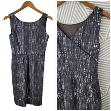 J Crew Sheath Dress size 0 Career party Cotton Tweed Gray Surplice Back Plaid