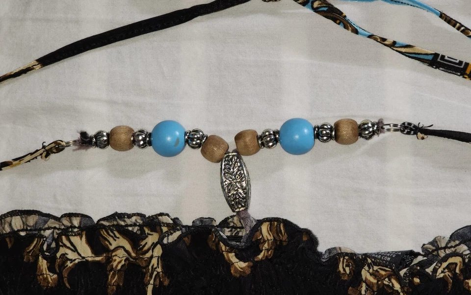 Maxi Vestido Sin Tirantes Turquesa?Marrón Elastizado Largo Chesley S Madera Cuentas Guepardo Foto 3 de 4