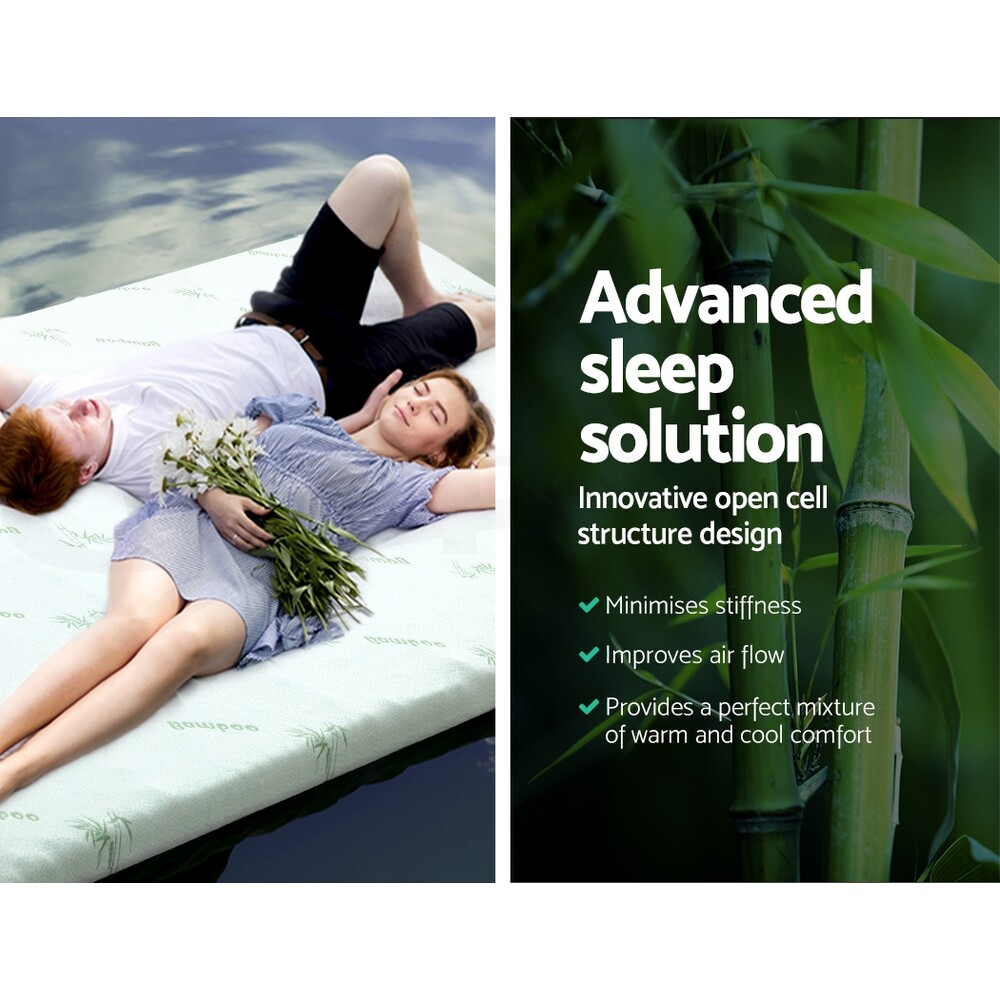 Giselle Memory Foam Mattress Topper Queen Bed Cool Gel Bamboo Cover