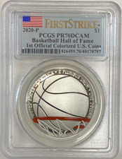 2020-P Basketball Hall Fame Dollar_1st Official Colorized_PCGS First Strike PR70