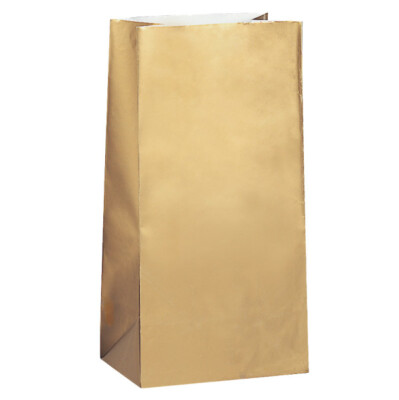 10 Stück Partytüten Gold Metallic Papier - Party Beutetüten Geschenk