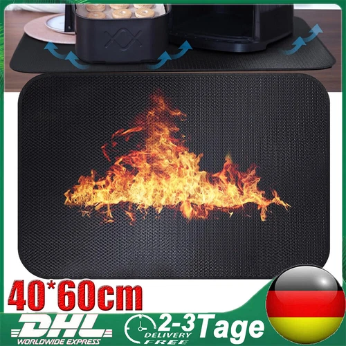 Feuerfeste Unterlage 40 x 60 cm Hitzebeständige Matte Feuerfester Stoff Schwarz