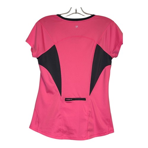 Camiseta deportiva Tek Gear Drytek ropa deportiva cuello en V manga corta rosa/gris MED - Imagen 2 de 5