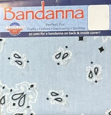 Bandanna Light Carolina Blue Cotton Paisley Print Double-Sided Scarf Head Neck