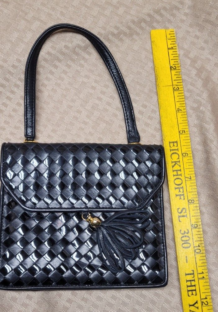 PAIR of TALBOT's Leather Basket Weave Black and White Handbag Purse