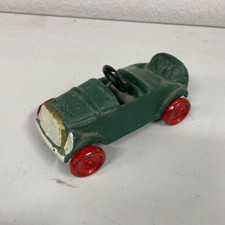 Vintage Cast Iron Toy Car - Green with Red Tires Antique - HN