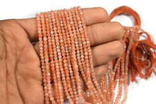 Natural Red Sunstone Faceted Round Shape 2-3MM Handmade Gemstone Loose Beads 12