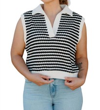 By Together Astoria Striped Vest In Black/white