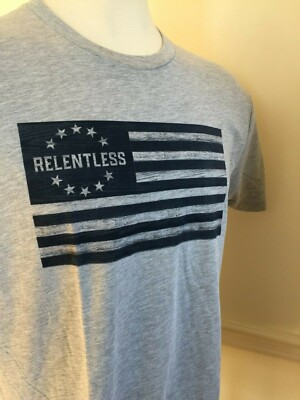 NWT Ariat Boot Men Short Sleeve S/S Tee T Shirt Relentless Blue Flag American