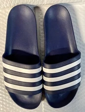 Classic Adidas SLIDES,3 STRIPE, Navy - MENS 13 SANDALS