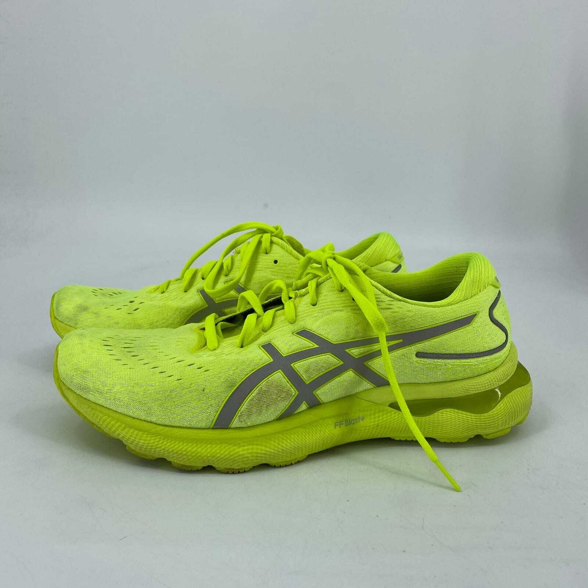 Asics Green Neon Textile Sneakers Lace-Up Athletic Shoes