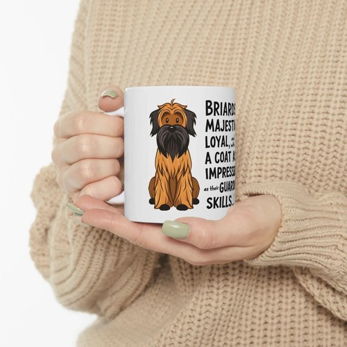 Cute Briard Art on White Ceramic Mug Cup, Dog Lover Gift for Coffee & Tea Fans - Picture 4 of 7