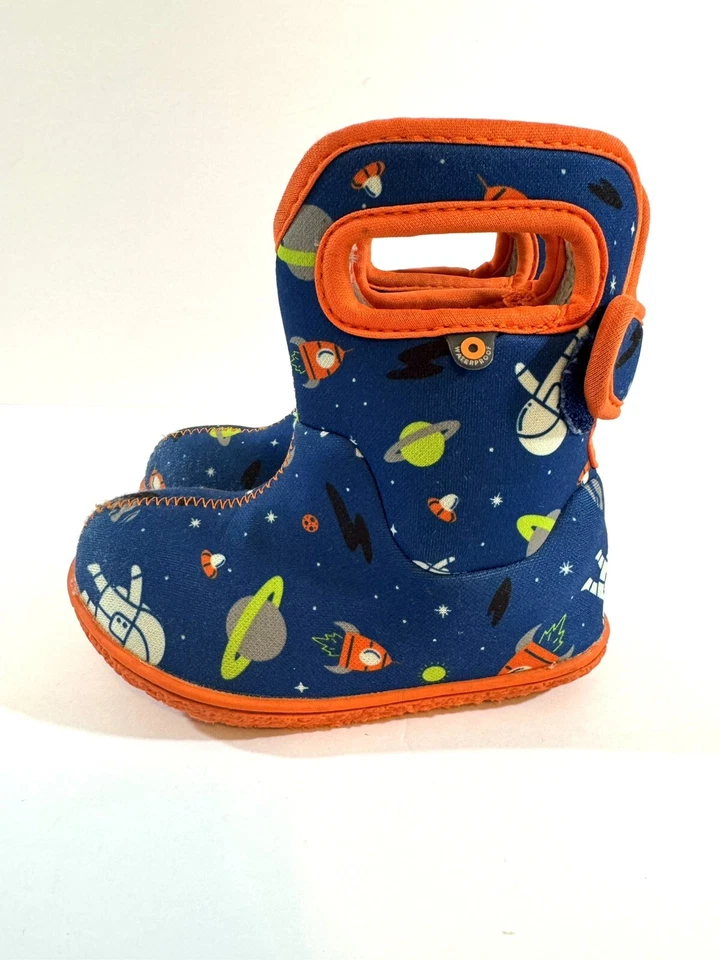 Bogs Boots Baby 7 Space Blue Orange Moon Rocket - Image 2 of 4