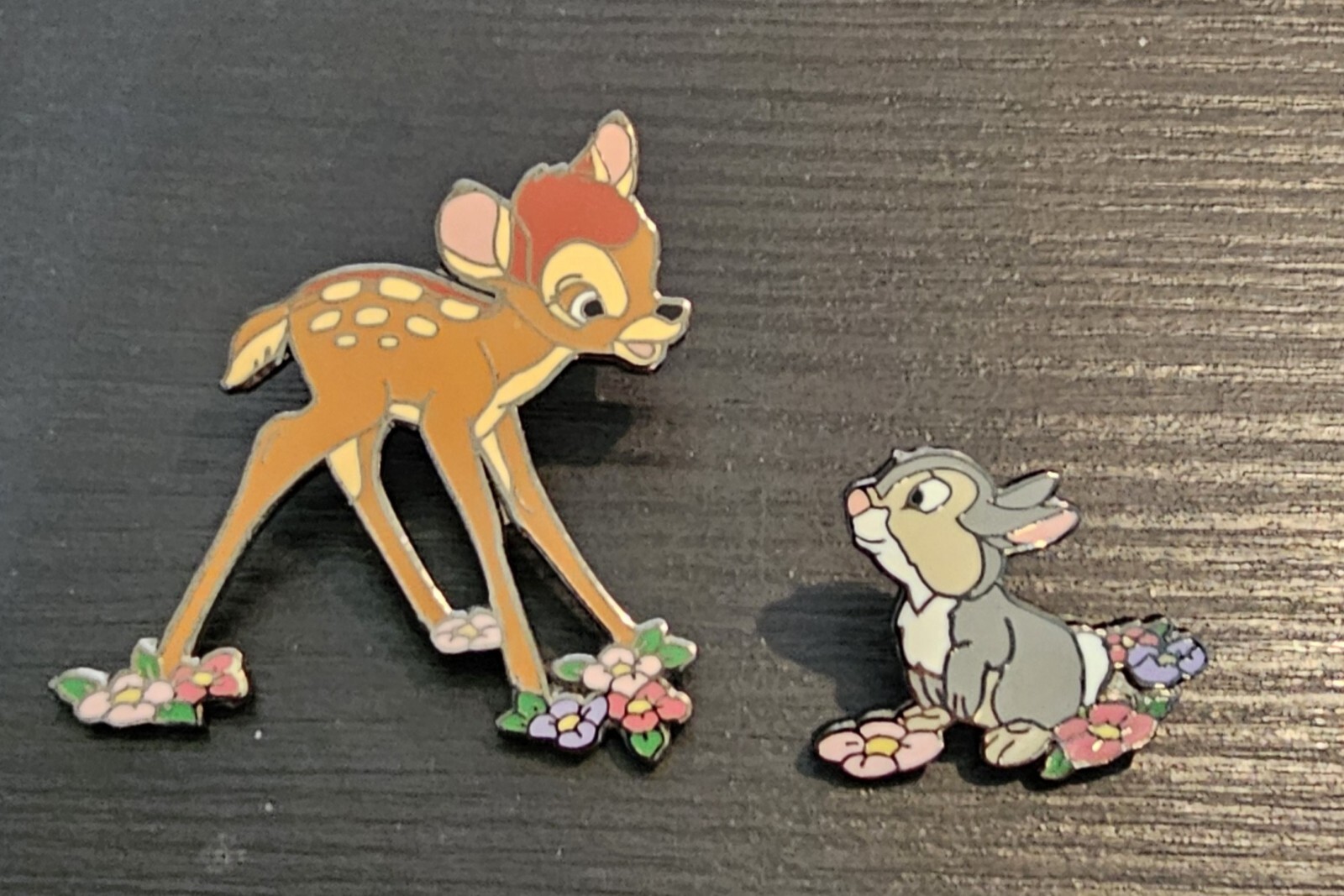 DISNEY WDW 2001 BAMBI AND THUMPER STANDING ON FLOWERS TWO PIN SET