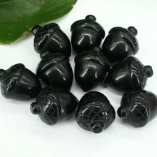 5pc Natural obsidian Quartz crystal hand Carved Pine nuts reiki healing random