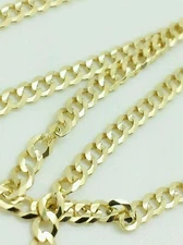 14K Solid Yellow Gold Cuban Chain Necklace Choose Size 16-30"