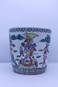 Chinese Porcelain Polychrome Warriors Incense Burner - 8 1/2" H x 8" D
