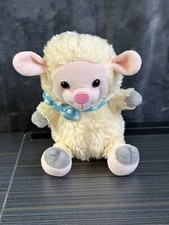 Lamb Sheep Plush Walmart Stuffed Animal Blue White Polka Dot Bow 6 Easter READ