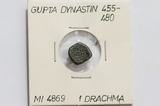 🧭 🇮🇳 INDIA GUPTA DINASTY 455-480 DRACHMA B62 #Z3872