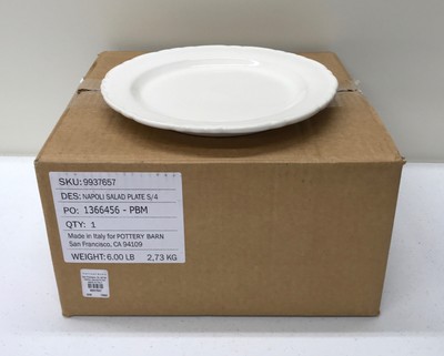 New Pottery Barn Napoli Stoneware White Salad Plates Set Of 4 Ebay