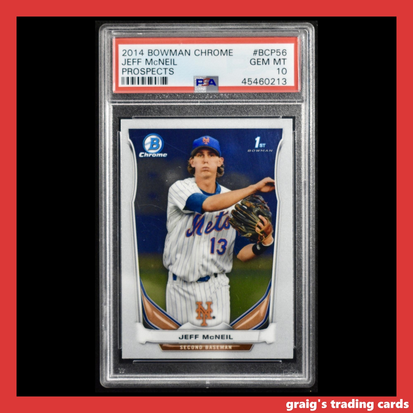 2014 Bowman Chrome Prospects #BCP56 Jeff McNeil PSA 10 GEM-MT