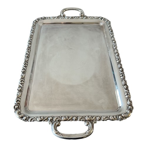 Alpacca Silver Plate Waiter Serving Tray Large Rectangular 15x26 - Picture 7 of 15
