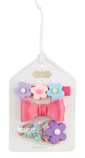 Mud Pie Baby Girl Hot Pink Spring Hair Clips Set of Three NEW