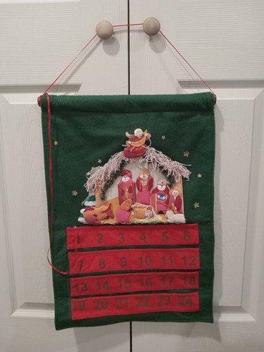 Vtg Nativity Advent Calendar Soft Hanging Christmas