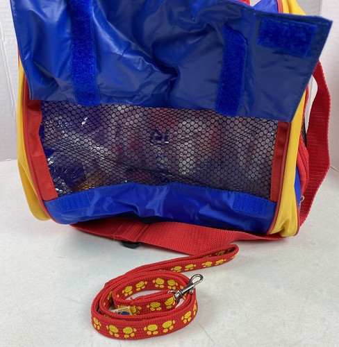 BUILD A BEAR Travel Pet Kennel Carrier Dog Cat Red Yellow Blue & Leash #23B - Picture 4 of 5