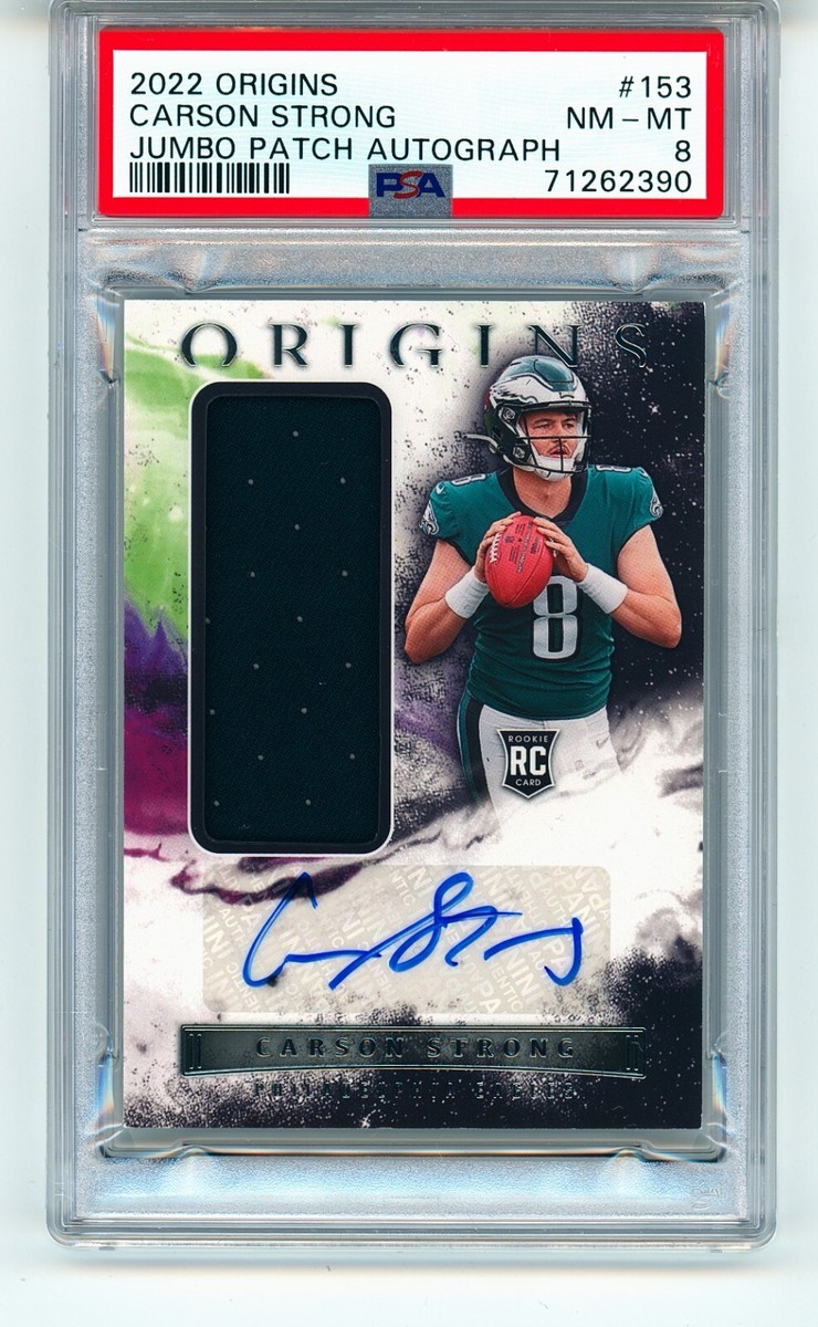 2022 Origins Carson Strong 153 Jumbo Patch Auto Eagles PSA
