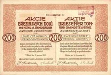 Briener Gline Chamottewerke 1921 Brno Brno Briesen Břežánky Duży Opawitz 200 Kr