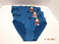 NEW Maidenform 3 Pairs Comfort,No Show Bikini,Panties L/7 Aqua 40046 NWT