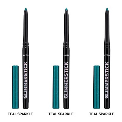 Avon Glimmerstick Retractable Diamonds Eyeliner - TEAL SPARKLE 0.35 g / Set of 3