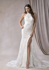 Wedding Dress Size 18 Trumpet Mermaid Cut Leg Slit Keyhole Back Sleeveless Lace