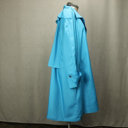 Vintage 80s Portrait Trenchcoat Lined Pockets Button Below the Knee Blue 10 - Picture 8 of 24