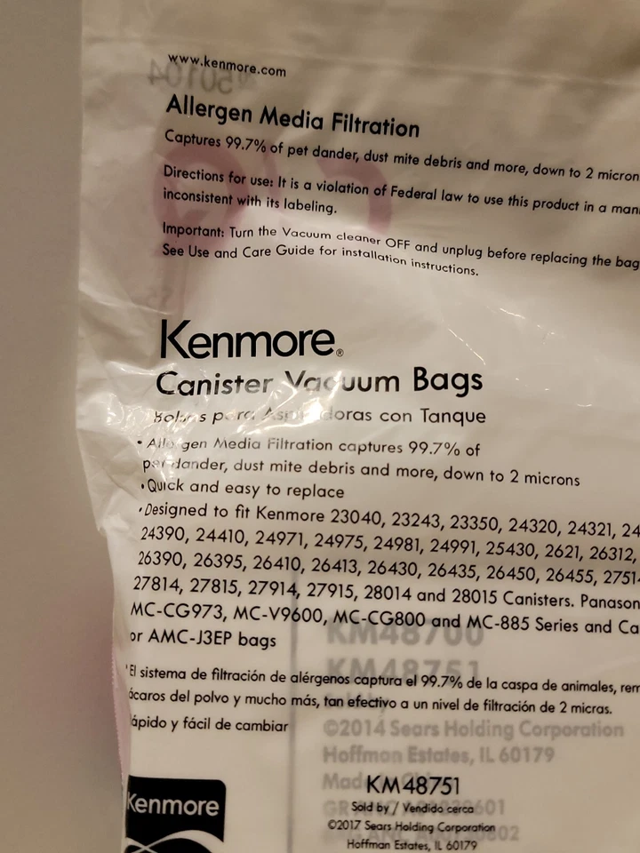 Kenmore 50104 8 Pack Style C/Q Canister Vacuum Bags - Image 4 of 4