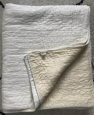 Pottery Barn Seidenmischung King Quilt creme/elfenbein wendbar 106x94 Vintage 2013