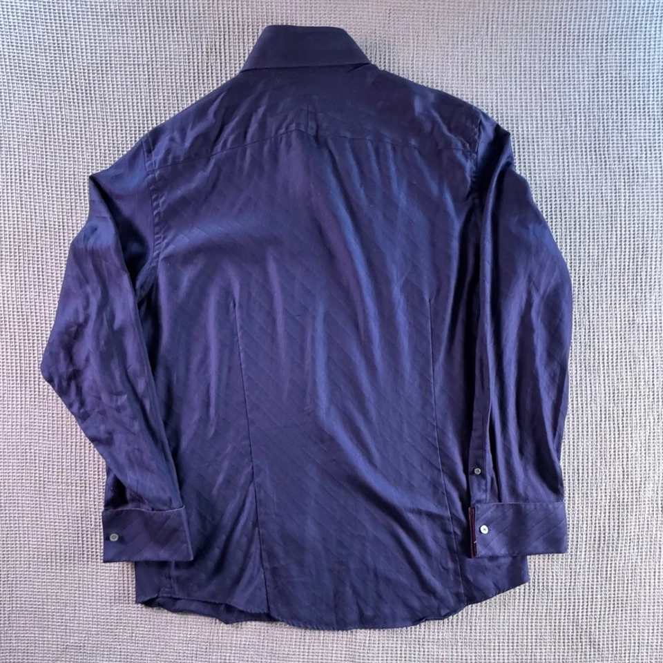 Banana Republic 男式 XL 17 / 17.5 蓝色正装衬衫长袖佩斯利装饰 — 第 2/4 张图片