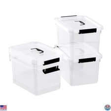 Teyyvn 10L Clear Plastic Storage Box Set - 4-Pack with Handles & Latch Closure