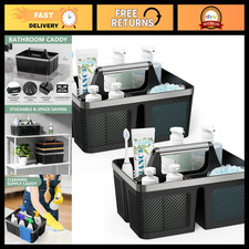 2-Pack Portable Shower Caddy Organizer with Handle - Plastic Tote for Toiletries