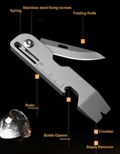 TC4 Titanium Crowbar Pry Bar Underreach EDC Tool Pocket Bottle Opener Pendant US