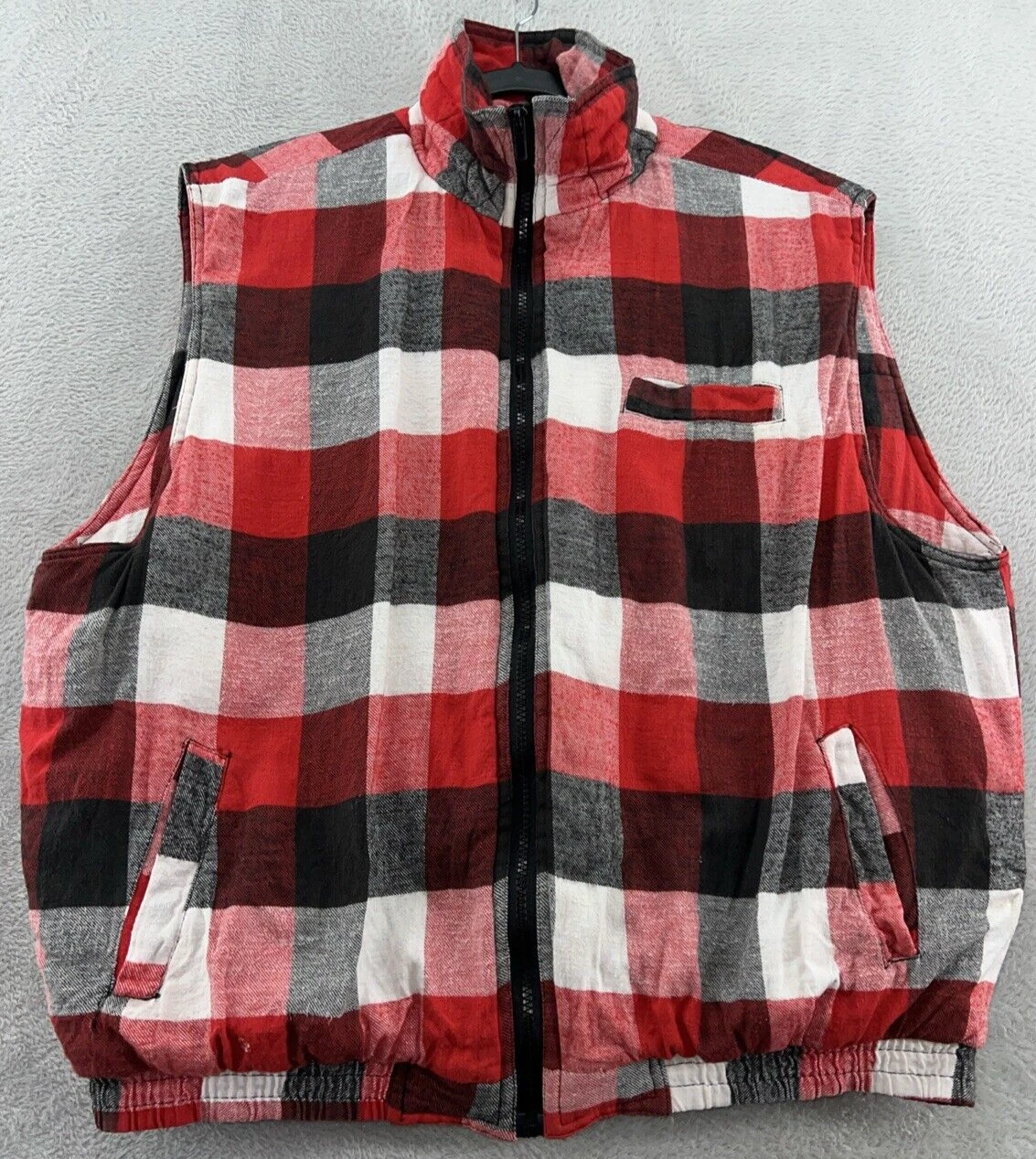 Vintage Ozark Trail Vest Mens XL Flannel Padded Lined Buffalo Plaid Full Zip