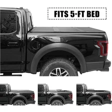 5ft Black Tri-Fold Tonneau Cover Bed Hard For 2015-19 Chevy Colorado GMC Canyon