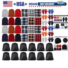Winter Homeless Care Package Supplies Bulk Warm Beanies Hats Thermal Scarves ...