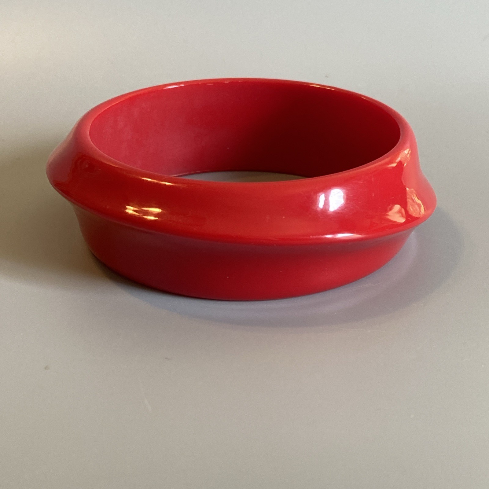 Vintage Solid Red Swirled Plastic Bangle Bracelet… - image 1