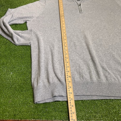LL Bean Soft 1/4 Zip 2XL Tall Mock Neck Grey Cotton Cashmere Sweater EUC 2XLT - Picture 4 of 5