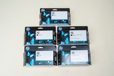 Juego de 5 cartuchos de inyección de tinta HP 72 genuinos sellados de fábrica CMYK+Gris (2022+2016)