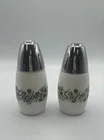 Vintage Gemco Westinghouse Green Crazy Daisy Salt Pepper Shakers - Pyrex Corelle