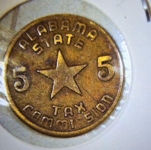 Alabama State 5 Luxury Tax Token Bronze Commission Star Design